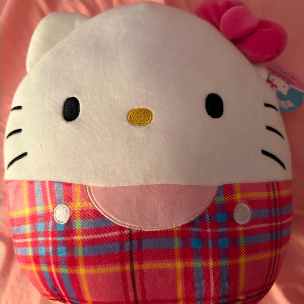 Hello Kitty squishmallow with Pink Plaid